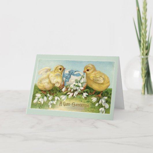 Schattige vintage paaskuikens kaart (Voorkant)
