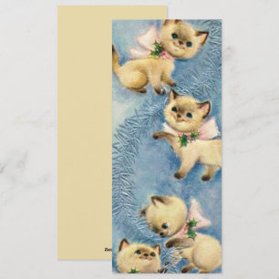 Schattige Vintage Retro Katten Kittens  Feestdagenkaart