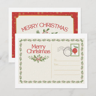 Schattige Vintage Rode & Groene Zalig Kerstmis Ans Briefkaart