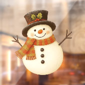 Schattige, vintage rustieke sneeuwman raamsticker (Vel 2)