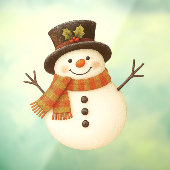 Schattige, vintage rustieke sneeuwman raamsticker (Vel 3)
