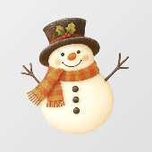 Schattige, vintage rustieke sneeuwman raamsticker (Vel)