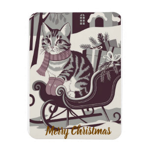 schattige vintage tabby kat kerstkaart magneet