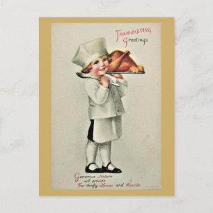 Schattige Vintage Thanksgiving-groeten Kalkoen Briefkaart
