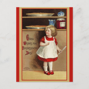 Schattige vintage Thanksgiving-wensen Briefkaart