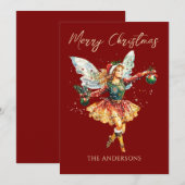 Schattige Vintage Vakantiefee Vakantie Feestdagenkaart (Voorkant / Achterkant)