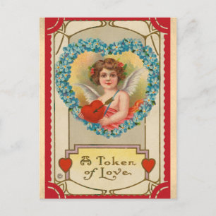 Schattige Vintage Valentijnsdag Victoriaanse Engel Briefkaart
