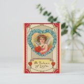 Schattige vintage Valentijnsdag Victoriaanse engel Briefkaart (Staand voorkant)