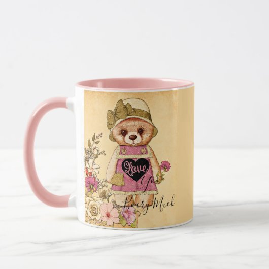 Schattige vintage valentijnsdagbeer mok (Links)