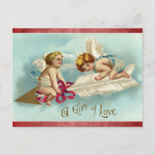 Schattige vintage victoriaanse engel liefde briefkaart