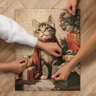 Schattige vintage Victoriaanse kat 520-delig Legpuzzel