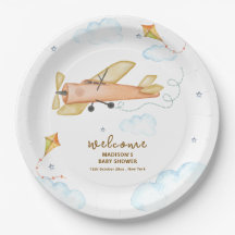 Schattige Vintage Vliegenier Vliegtuig Baby Shower
