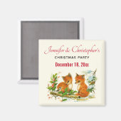 Schattige Vintage Vossen Retro Kerst Sla de Datum  Magneet (Voorkant / Achterkant)