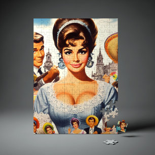 Schattige Vintage Vrouw Legpuzzel