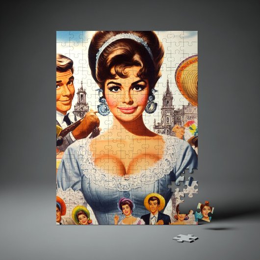 Schattige Vintage Vrouw Legpuzzel