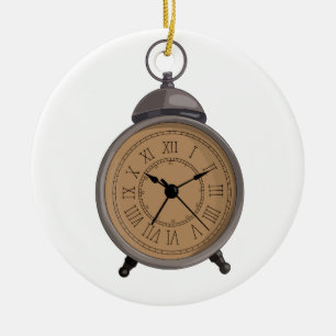 Schattige vintage wekker keramisch ornament