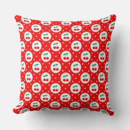 Schattige vintage zomer kersen op helder rood kussen