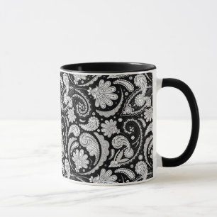 Schattige vintage zwart wit paisley patronen mok