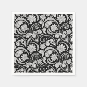 Schattige vintage zwart wit paisley patronen servet