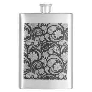 Schattige vintage zwart witte paisley patronen flacon
