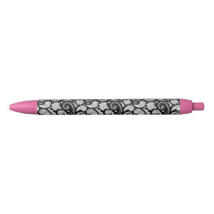 Schattige vintage zwart witte paisley patronen zwarte inkt pen