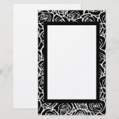 Schattige vintage zwarte en witte rozen briefpapier (Voorkant / Achterkant)