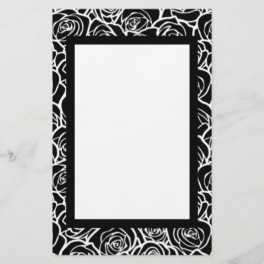 Schattige vintage zwarte en witte rozen briefpapier (Voorkant)