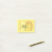 Schattige vintage zwarte kat Halloween pompoen Post-it® Notes (Op bureau)