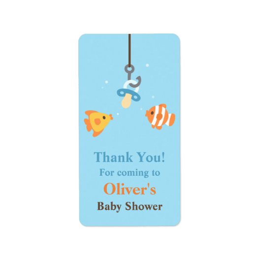 Schattige visaas Gevist Baby shower decoraties Etiket (Voorkant)