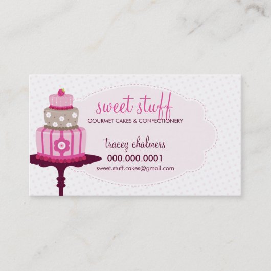 SCHATTIGE VISITEKAARTJE :: Sweet Cakes Bakery Pink (Voorkant)