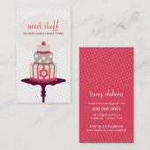 SCHATTIGE VISITEKAARTJE zoete cake bakkerij rood g (Voorkant / Achterkant)
