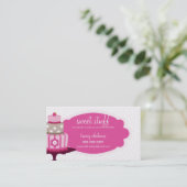 SCHATTIGE VISITEKAARTJE zoete cakes bakkerij roze  (Staand voorkant)