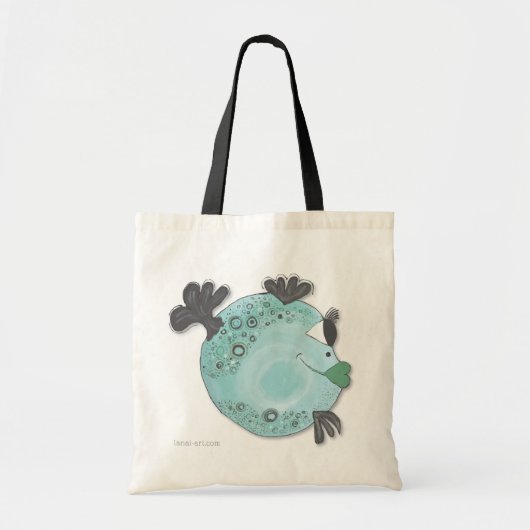Schattige viskunst Blauw en groen Tote Bag (Voorkant)