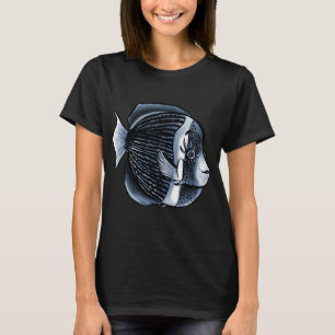 Schattige Vissen Wimpers Zwart Wit Digitale Kunst T-shirt