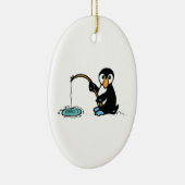 schattige vissende pinguïn keramisch ornament (Rechts)