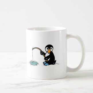 schattige vissende pinguïn koffiemok