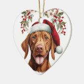 Schattige Vizsla Dog Holly Berry Christmas Keramisch Ornament (Links)