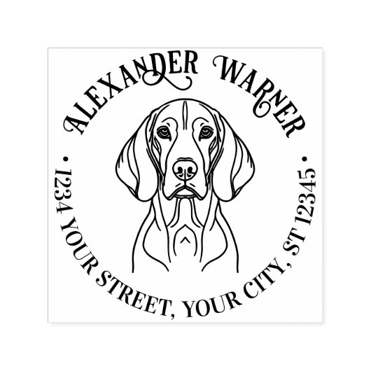 Schattige Vizsla-hondenkop Naam Retouradres Zelfinktende Stempel (Design)