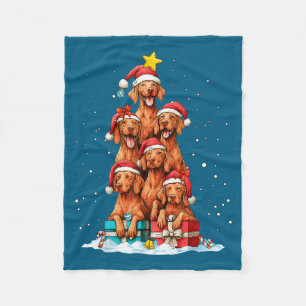 Schattige Vizsla Viszla Hond Kerstboom Kerstmuts Fleece Deken