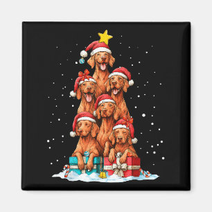 Schattige Vizsla Viszla Hond Kerstboom Kerstmuts Magneet