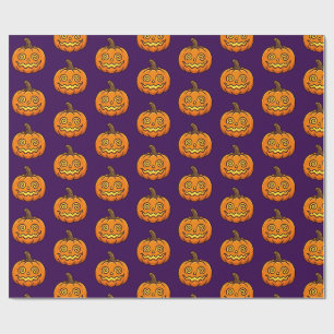 Schattige Vlammende Pompoen Halloween Patroon Inpa Cadeaupapier