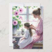 Schattige vlechten liefde met mam Moederdag Feestdagenkaart (Voorkant)