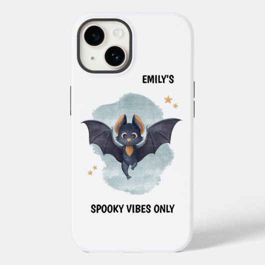 Schattige Vleermuis Aangepaste Naam Halloween Grie Case-Mate iPhone Case (Achterkant)