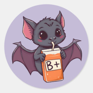 Schattige Vleermuis Drinkt Bloedtype B Positieve S Ronde Sticker