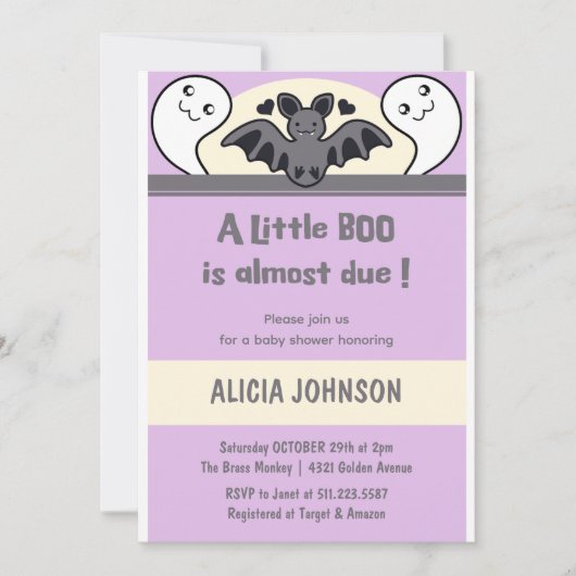 Schattige vleermuis Halloween babyshower Kaart (Voorkant)