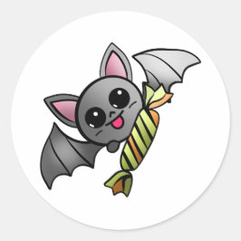 Schattige Vleermuis met Snoepgoed Ronde Sticker