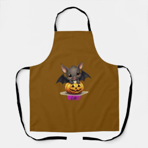 Schattige Vleermuis op Pompoen Schattige Halloween Schort