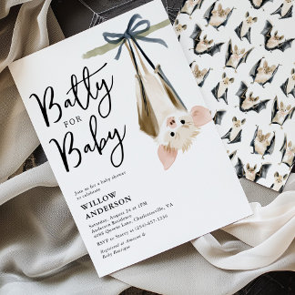 Schattige vleermuis voor baby Halloween baby showe Kaart