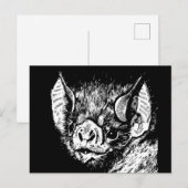 Schattige vleermuisgezicht. Grafiek, tekening. Briefkaart (Voorkant / Achterkant)