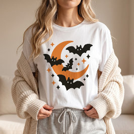 Schattige vleermuizen en Halloween-maansikkel T-shirt